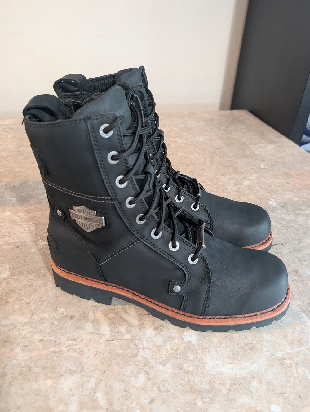 Harley -Davison Wickson 7.25 Inch Black Leather Motorcycle Boots Men's Size 9.5